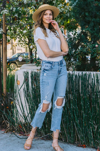 High Rise Crop Straight Jeans